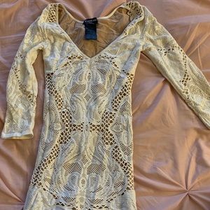White/ nude lace STRETCHY BEBE mini dress